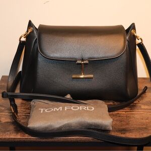 Tom Ford Medium Tara Black Leather Shoulder Bag